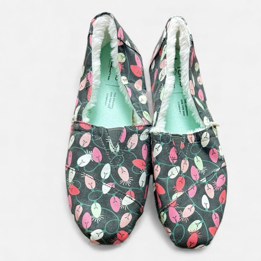 Tom’s Black & Pink Christmas Slide on Sneakers
